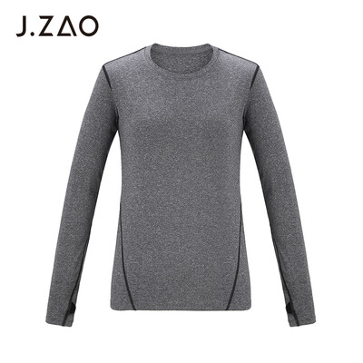 

Beijing Tokyo made JZAO ladies sports long-sleeved T-shirt vitality dynamic color sports T-shirt gray