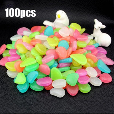 

100pcs Glow in the Dark Garden Pebbles for Walkways Aquarium Decor Plants Luminous Stones