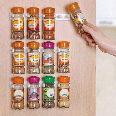 

Wall Sticky Spice Bottles Gripper Organizer Storage Rack Kitchen Accessories