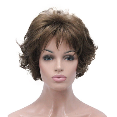 

StrongBeauty Soft Tousled Curls Wig Short Grey Mix Full Synthetic Wigs 12 Colors