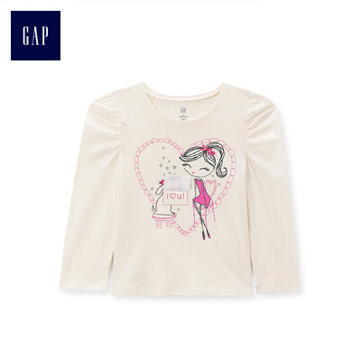 

GAP flagship store female&children interactive pattern round neck long-sleeved T-shirt 399140 child fun colorful 3YRS