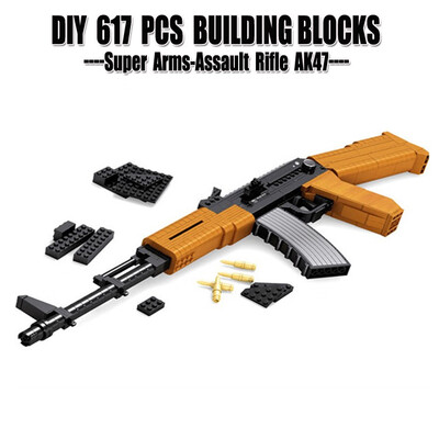 

DIY Army Weapon Model 617PCS AK47 Gun Rifle Arms Plastic Building Blocks Musket Bricks Guns Toys Compatible with lego For Kids