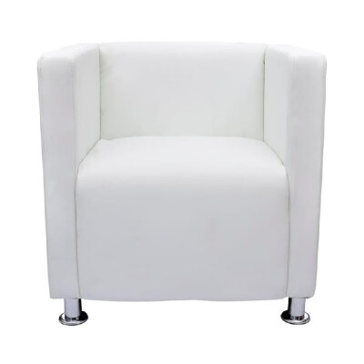 

White Artificial Leather Club Armchair Modern Tub Design