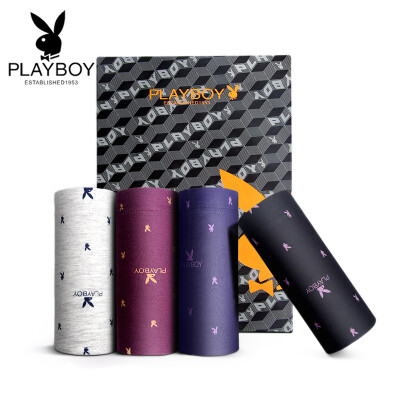 

Playboy underwear mens ice silk sexy breathable u convex waist elastic mens four corner shorts head 4 loaded K5061 multicolor