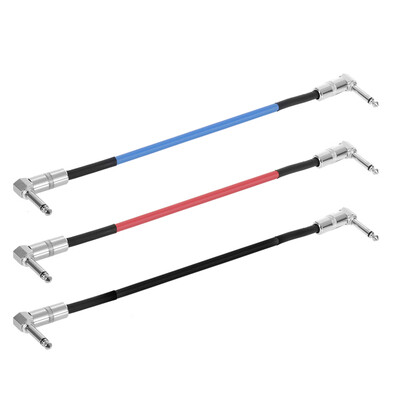 

3-pack 10 Inch Guitar Effect Pedals Pedalboard Cables Connector PVC with 635mm 14" Right Angle Plug