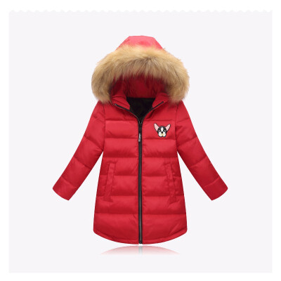 

2018 Winter Girl Coats Female Children Long Jacket Cartonn Thicken Outdoor Warm Hooded Kid Outerwear Parkas