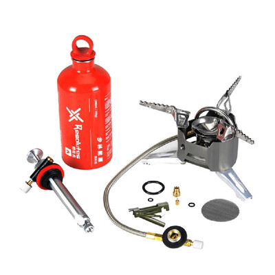 

Dual-Use Gas Oil Stove Kit Outdoor Camping Stove Oil Bottle Oil Pump Kit Hiking Climbing Picnic Folding Stove Set