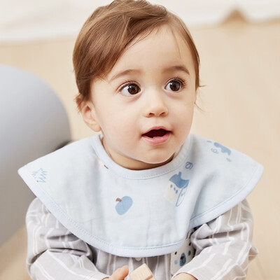 

WELLBER baby bib baby saliva towel can rotate newborn gauze absorbent summer small bib 3 loaded