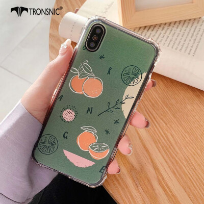 

TRONSNIC Orange Ins Phone Case for iPhone XS MAX Fruit Shockproof Soft TPU Cases Green Pink Covers