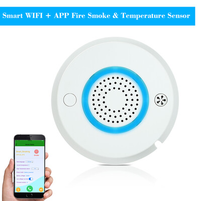 

Smart WIFI APP Fire Smoke & Temperature Sensor Smart 2 in 1 Wireless Smoke Temperature Detector Alarm APP Remote Control Home Se