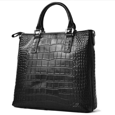 

Women Handbag Soft Genuine Leather Tote Retro Crocodile Pattern Bag Cow Skin Shoulder Bags Female Brown Handmade Feminina Bolsa