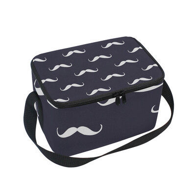 

ALAZA Insulated Lunch Box Little Moustache Lunch Bag for Men Women Portable Tote Bag Cooler Bag