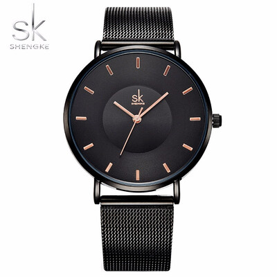 

Shengke Fashion Black Women Watches 2018 High Quality Ultra thin Quartz Watch Woman Elegant Dress Ladies Watch Montre Femme SK