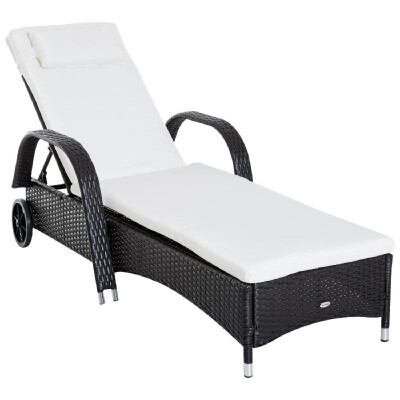 

Outdoor Rattan Wicker Chaise Lounge Chair with Adjustable Backrest