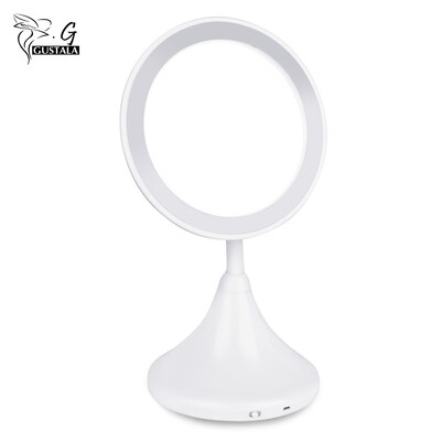 

gustala LED Lights Touch Makeup Vanity Beauty Adjustable Countertop Rotating Mirror
