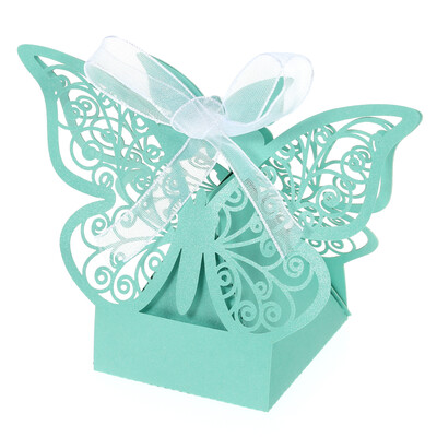 

20 PCS Laser Cut Delicate Carved Butterfly Elegant Candy Boxes with Ribbon for Party Birthday Wedding Banquet Kindergarten Bridal