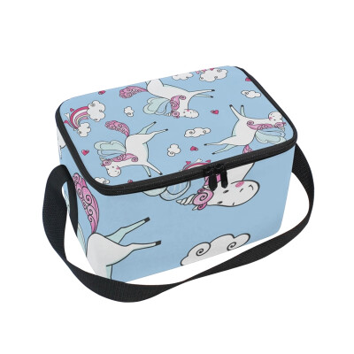 

ALAZA Lunch Box Insulated Lunch Bag Large Cooler Tote Bag Unicorns And Rainbow for Men Women Girls Boys