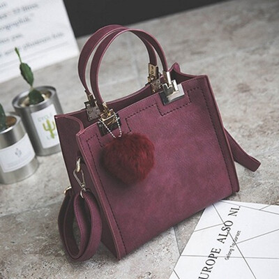 

Hot Handbag Women Casual Tote Bag Female Large Shoulder Messenger Bags High Quality PU Leather Handbag With Fur Ball Sac a main