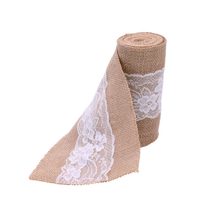 

Vintage Jute Burlaps With Lace Roll for Wedding Decoration in Table Runner Party Chair Sashes Home Decoration