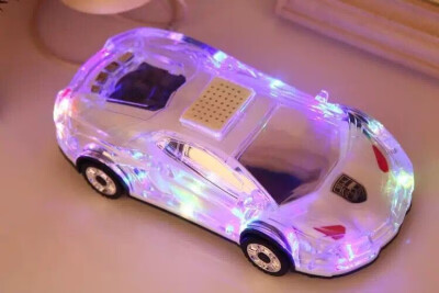 

LED light bluetooth speaker car model colorful lights wireless audio crystal TF card U disk player headset output speakers MP3