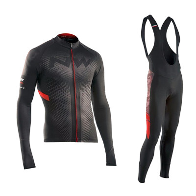 

2018 pro team Northwave winter thermal fleece cycling jersey bicycle clothing set ropa ciclismo invierno bike jersey bib pants kit