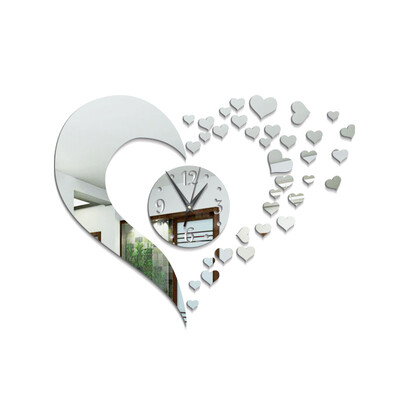 

DIY Love Heart Heart Wall Decoration 3D Mirror Wall Clock