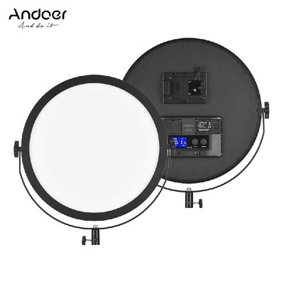 

Andoer SO-50T Ultrathin Bi-color Round LED Video Light 3200K-5600K Photography Fill Light Stepless Diammable LCD Display Screen CR