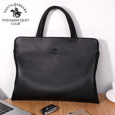 

St Pauls POLO handbag mens first layer leather business briefcase cross section trend shoulder slung mens bag M80680216 black