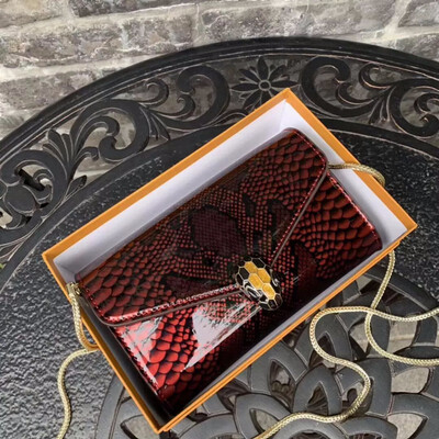 

2019 fashion women lady leather handbag snake-print coat of paint chain bag metal chain banquet bag