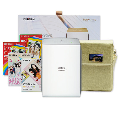 

Fuji instaxSHARE SP-2 one-time imaging photo printer mobile phone photo printer pocket portable home photo printer lyric gift box suit space silver