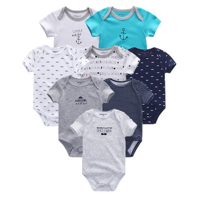 

2019 8PCS Baby Clothes Bebe Cotton Newborn Baby Boy Clothes Unicorn Black White O-Neck Short Sleeve Baby Girl Clothes Babywear