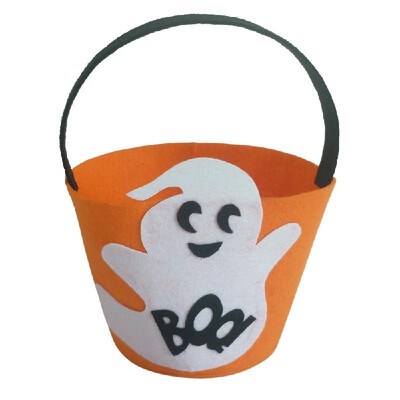 

Halloween Felt Fabric Gift Bag Trick or Treat Candy Bucket with Handle Halloween Party Costumes Supplies Decorations--Pumpkin