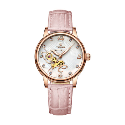 

TEVISE T835A Women Automatic Mechanical Watch Time Moon Phase Display Fashion Casual Luminous Hands Leather Strap Life Waterproof