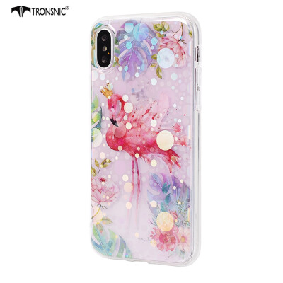 

Tronsnic Flamingo Flowers Phone Case for iPhone XS MAX Shiny Laser Soft Cases for Transparent Covers