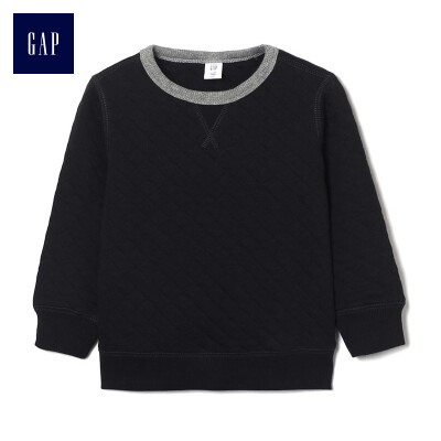 

GAP flagship store male&female comfortable straight quilted round neck sweater 395737 dark night black 3YRS