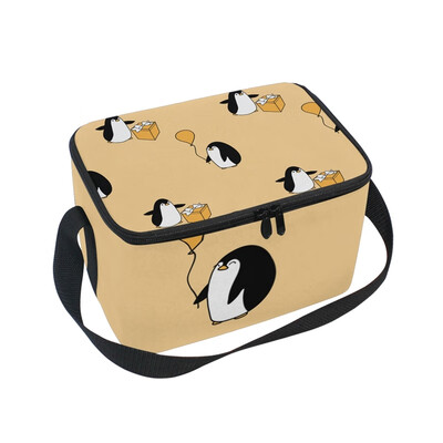 

Lunch Box Insulated Lunch Bag Large Cooler Cute Fat Penguin Tote Bagfor Kids Men Women