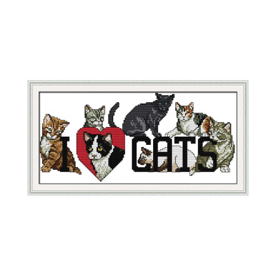 

DIY Handmade Needlework Counted Cross Stitch Set Embroidery Kit 14CT Love Cats Pattern Cross-Stitching 38 19cm Home Decoration