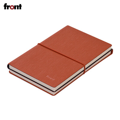

front Portable A6 Notebook PU Leather Soft Cover with Elastic Closure Lined Blank Paper Travel Journal Daily Notepad for Business
