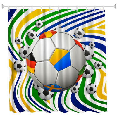 

Color Bar Football Polyester Shower Curtain Bathroom Curtain High Definition 3D Printing Water-Proof