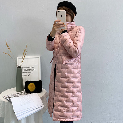 

Lightweight down jacket womens long section fashion thick white duck down large size slim jacket
