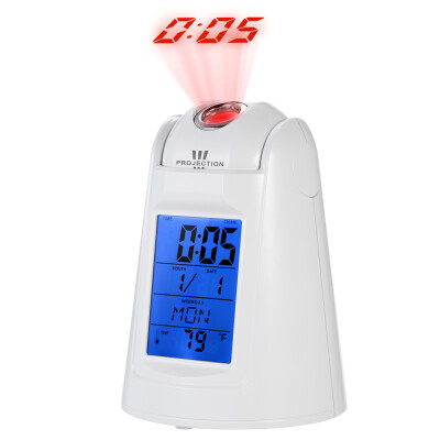 

Digital LED Blue Backlight Sound Control Alarm Clock Desktop Calendar Thermometer Clock with Ceiling Projection Hourly Chime