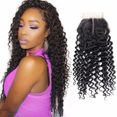 

Nami Hair 4x4 Lace Closure Brazilian Remy Hair Deep Wave Free Middle Three Part 100 Human Hair Closure With Baby Hair