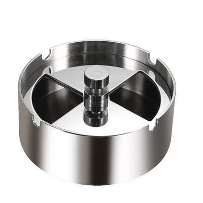 

High-grade Stainless Steel Round Revolving Ashtray with Spinning Tray Wind-proof Ash-tray for Hotel