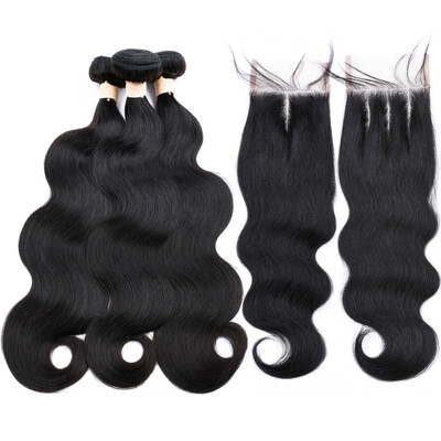 

Allrun Body Wave 3 Bundles With 44 Closure Brazilian Hair Weave Bundles Three Part