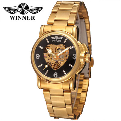 

WINNER 203 Women Watch Semi-Automatic Mechanical Watch Time Display Fashion Casual Stainless Steel Strap Skeleton Female Wristwatc