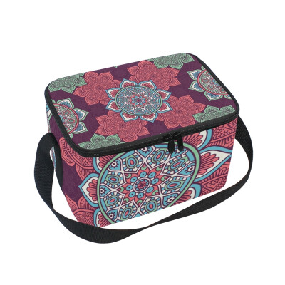 

ALAZA Insulated Lunch Box Retro Floral Lunch Bag for Men Women Portable Tote Bag Cooler Bag