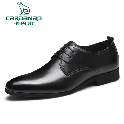 

Cardan Road Mens Korean version of the British breathable pointed head dress business casual leather shoes DC1981601 black 40