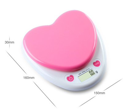 

New high-precision pink heart-shaped kitchen scale optional tray baking scale electronic scale kitchen scale 01g3kg