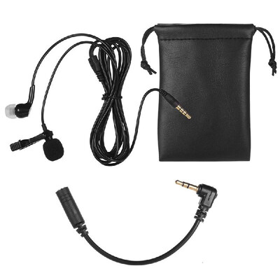 

2-In-1 Lavalier Lapel Omnidirectional Clip-on Microphone Mic with Single Earphone for Smartphone Tablet Laptop Camera 35mm Audio