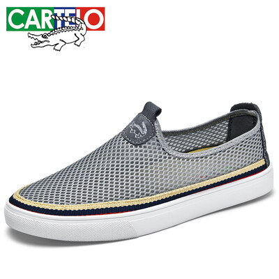 

Cartier crocodile CARTELO Fashion breathable mesh comfortable low cut foot outdoor wild casual shoes male 6302 Gray 38